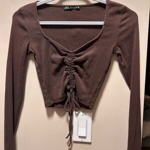 Brown cropped long sleeve